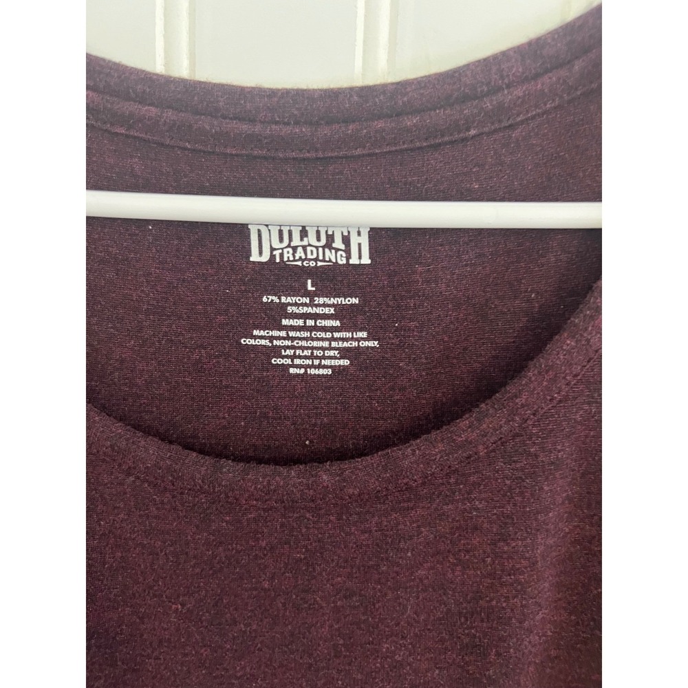 Duluth Trading Co Womens Burgundy Knit Long Sleeve A-Line Scoop Neck Dress L - Picture 4 of 7